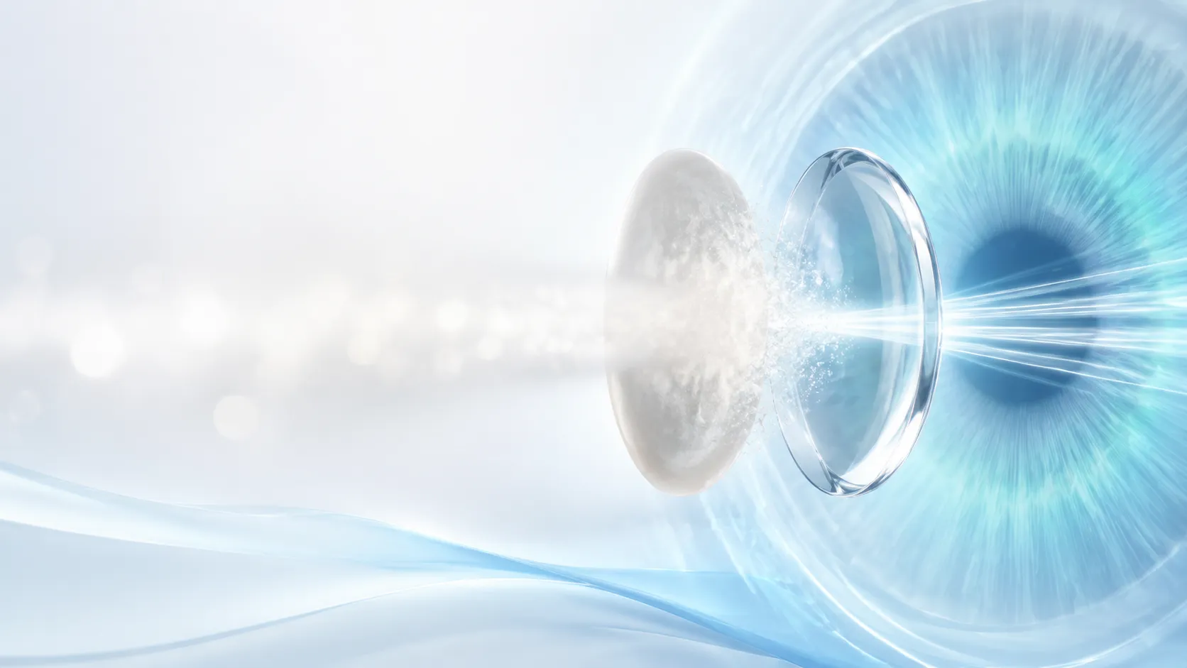 Cristalino opaco pela catarata sendo substituído por uma lente intraocular transparente